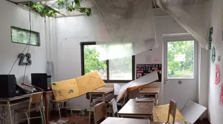 Destrozos debido al temporal en la escuela La Concepción