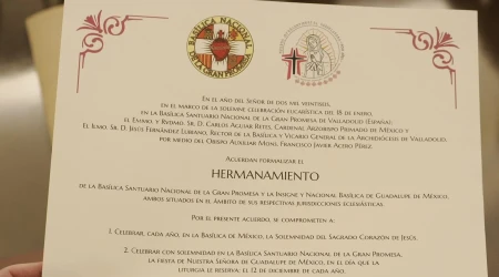 Texto del acuerdo de hermanamiento entre la Basílica de la Virgen de Guadalupe en México y el Santuario de la Gran Promesa en España.