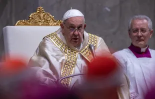 El Papa Francisco en las Segundas Vísperas de la Solemnidad de la Ascensión del Señor Crédito: Daniel Ibáñez/ EWTN