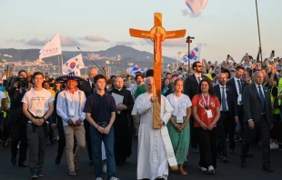 El Papa León XIV durante el Jubileo de los Jóvenes realizado en Roma en el 2025. Crédito: Vatican Media.