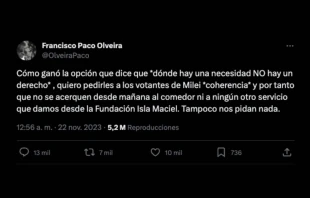 Tuit del sacerdote Paco Olveira Crédito: Captura de X