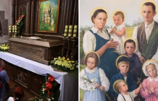 Nuevo altar con los restos de la familia Ulma, ubicado en la Iglesia de Santa Dorotea, en Markowa, Polonia. Crédito: Polish Catholic Heritage