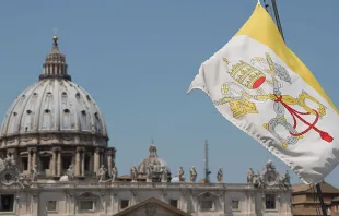 Bandera del Vaticano en la Plaza de San Pedro. Crédito: Bohumil Petrik / ACI Prensa