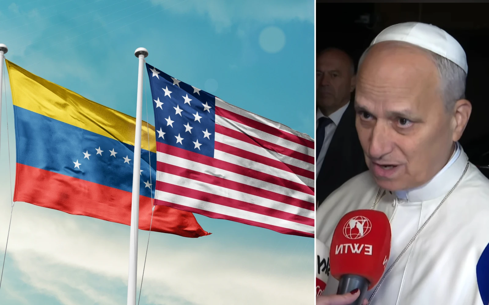 Papa León XIV y banderas de EE.UU. y Venezuela.?w=200&h=150