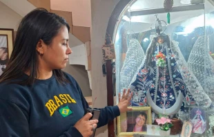 Imagen intacta de la Virgen de la Puerta en Trujillo, intacta luego del atentado.. Crédito: ANDINA/Luis Puell.