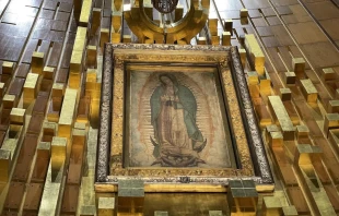 Imagen original de la Virgen de Guadalupe en la Basílica de Guadalupe, en Ciudad de México. Crédito: David Ramos/EWTN News.