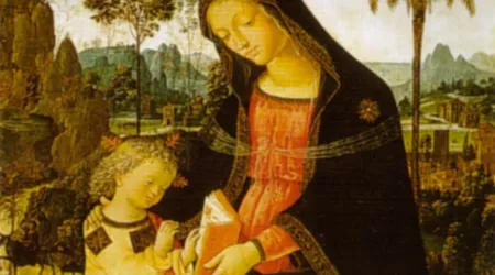 Jesús niño junto a Santa María, en cuadro de Pintoricchio.