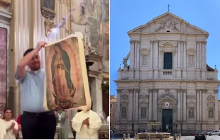 Peregrinos regalan imagen de la Virgen de Guadalupe a iglesia en Roma. Crédito: Arquidiócesis Primada de México / Chabe01, CC BY-SA 4.0