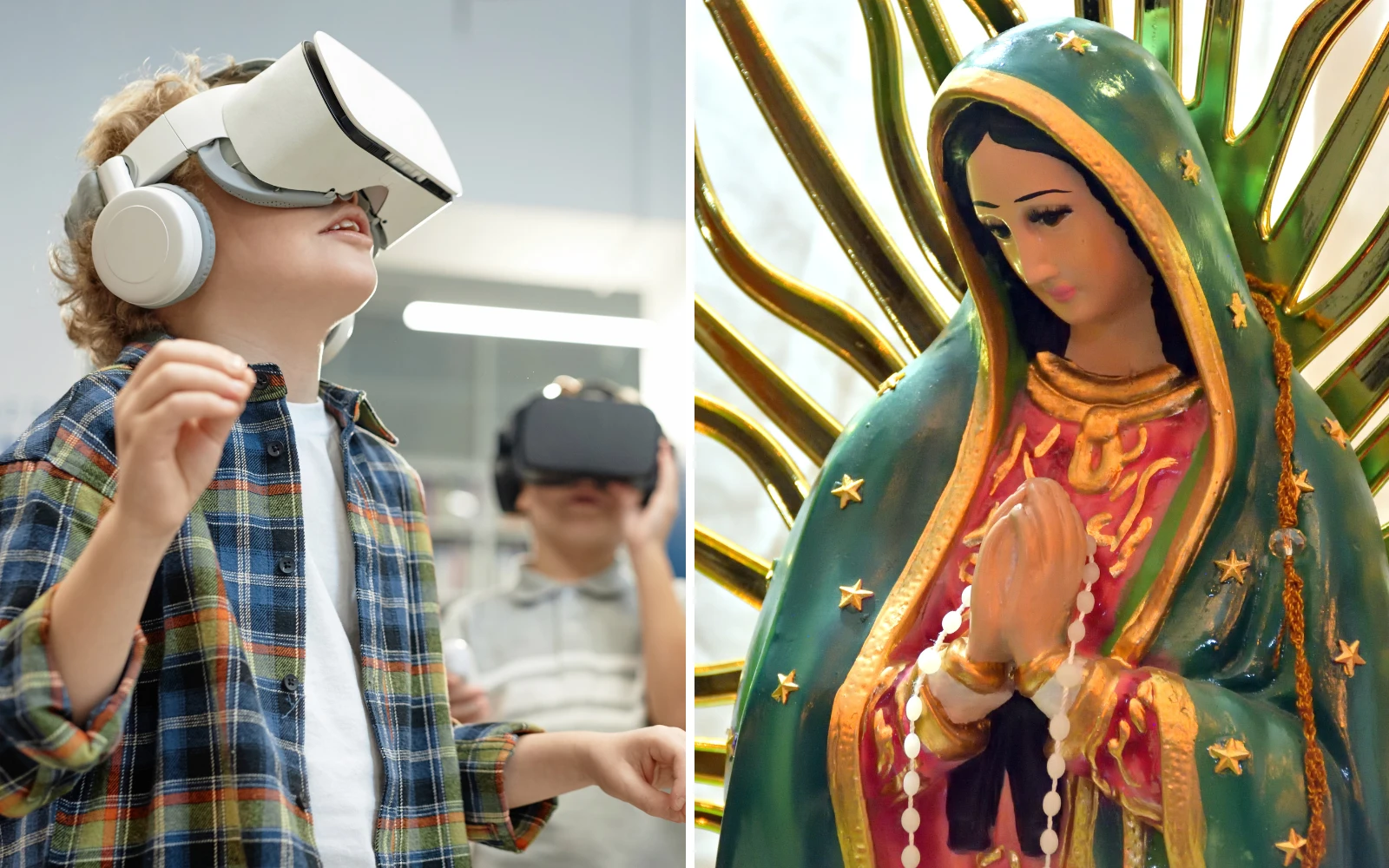 Imagen referencial de niños utilizando gafas de realidad virtual / Imagen de la Virgen de Guadalupe?w=200&h=150
