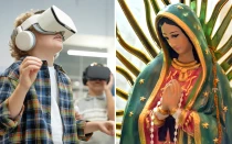 Imagen referencial de niños utilizando gafas de realidad virtual / Imagen de la Virgen de Guadalupe