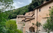 Vista de Eremo delle Carceri, Asís, Italia, julio de 2025.