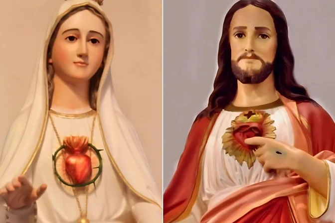 El Inmaculado Corazón de María y el Sagrado Corazón de Jesús en la Iglesia Santa María (Ohio)