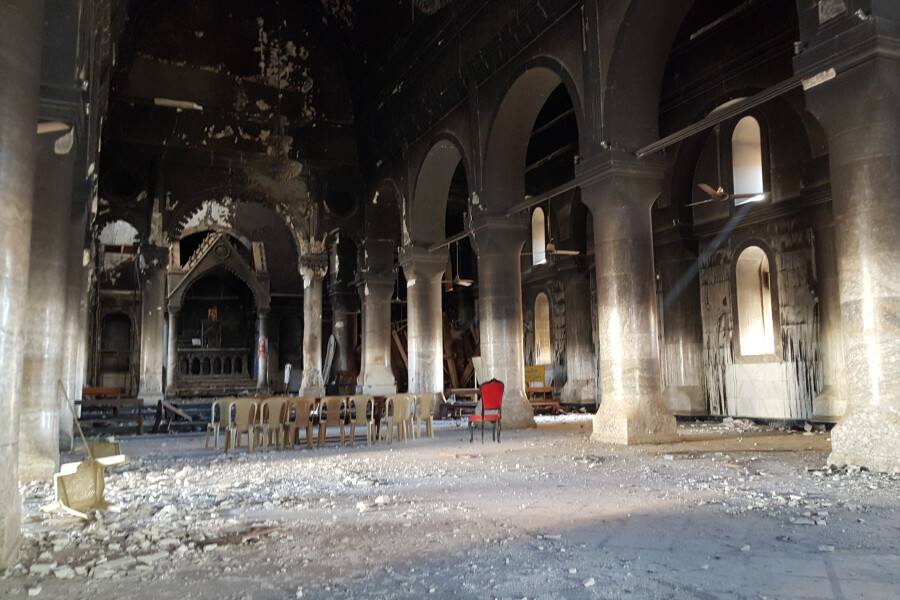 Interior de la Catedral de la Inmaculada Concepción en Bakhdida. Crédito: Catholic News Agency