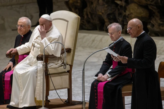 El Papa Francisco, durante la última Audiencia General que presidió el 12 de febrero