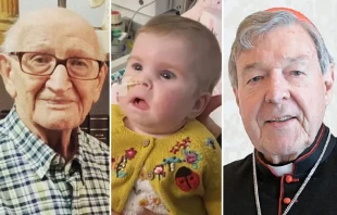 1.- Don Miguel Woites, 2.- la bebé Indi Gregory y 3.- el Cardenal George Pell. Crédito 1: Julieta Villar / Crédito 2: Christian Concern / Crédito 3: Vatican Media