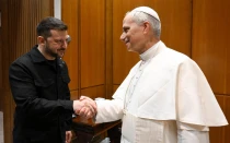 Encuentro del Papa León XIV con el presidente de Ucrania, Volodímir Zelenski, este 18 de mayo.